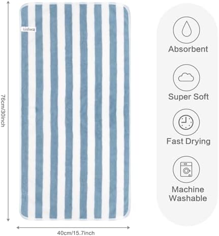 KinHwa Blue Bathroom Hand Towels, Microfiber, 16x30 Inch, 2 Pack - Image 7