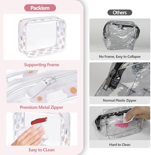 PACKISM TSA Approved Toiletry Bag - White Flower Print Clear Makeup Bag - Image 5