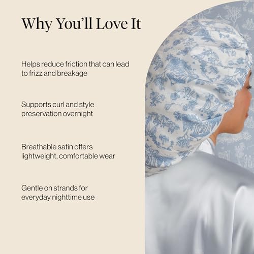 Kitsch x Bridgerton Satin Bonnet for Sleeping - Garden Toile - Image 5
