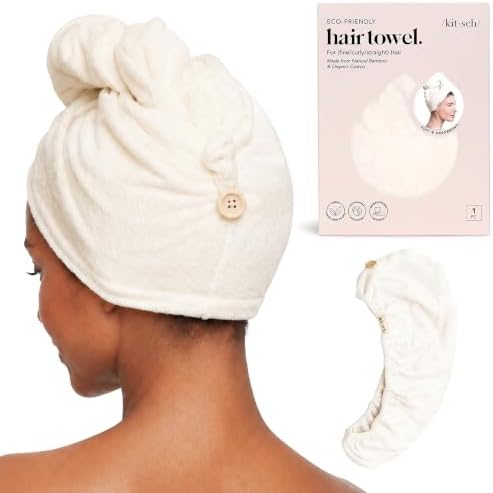 Kitsch Microfiber Hair Towel Wrap for Women - White Ivory by Kitsch