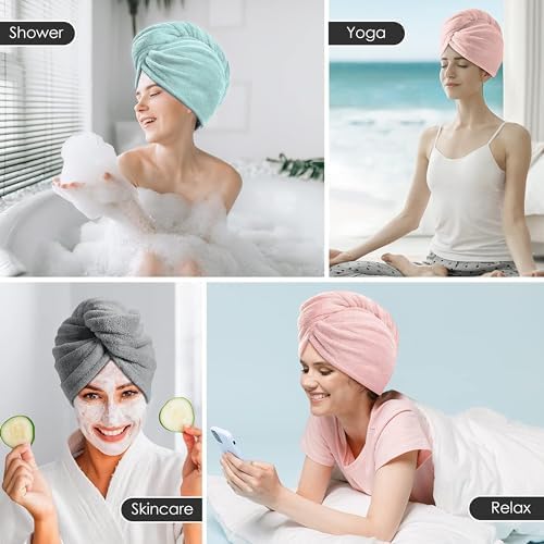 TENSTARS Microfiber Hair Towel Wrap for Women All Hair Types, 320GSM Thick - Image 7