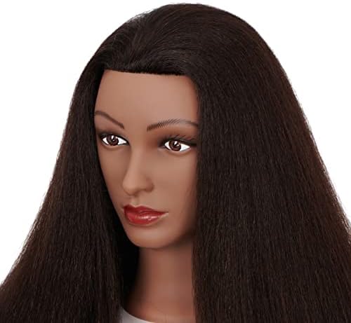 Hairingrid Mannequin Head 16"-18" 100% Real Hair Hairdresser Cosmetology Mannequin Manikin Training Head Hair and Free Clamp Holder (R72026B0216) - Image 3