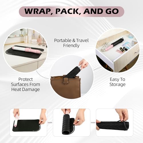 Silicone Heat Resistant Mat for Hair Tools, 11" x 7.5", Black - Image 3