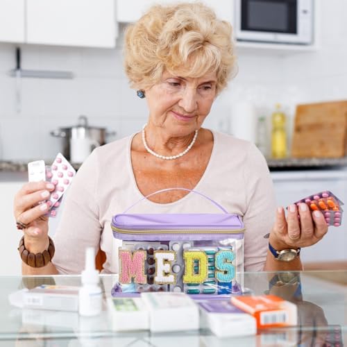 Geetery Meds Travel Bag Purple, Meds Chenille Letter Clear - Image 5