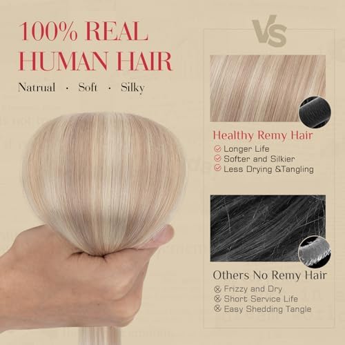 Rich Choices Real Human Hair Clip In Extensions-6 Pcs Single Clip Design-Remy Hairs Invisible Clip in Extensions for Thin-Seamless Hairpieces for Women-18 Inches #22BP613 Champagne Blonde Balayage - Image 4