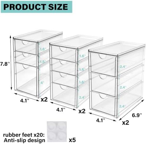 Prsildan Stackable Desk Organizers with 20 Drawers, Craft Storage Drawer - Image 3