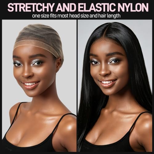 Fandamei 4PCS Wig Cap, 2PCS Nylon Wig Caps for Women Light Brown, 2PCS HD Caps for Wigs Super Thin Invisible Lightweight. Stocking Hair Wig Caps Stretchy Breathable for Lace Wig Halloween Cosplay - Image 6