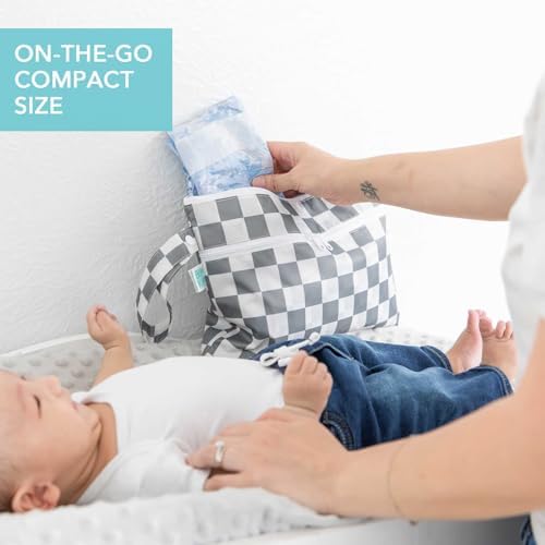 Bumkins Waterproof Wet Dry Clutch Bag for Baby, Travel, Swim Suit, Cloth Diapers, Pump Parts, Pool, Gym Clothes, Toiletry, Strap to Stroller, Daycare, Zip Reusable Bag, Packing Pouch, Gray Check - Image 3