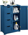 Yaheetech Small Bathroom Storage Cabinet with 4 Drawers & Door, Navy Blue by Yaheetech