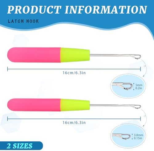 2 Pcs Latch Hook Latch Hook Tool 0.2in, 0.15in Crochet Needles for Hair - Image 2