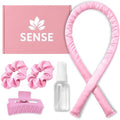 Heatless Curls Overnight Kit, 39" Satin Curling Rod, No Heat Waves (Pink) by SenseWellness