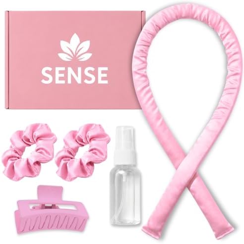 Heatless Curls Overnight Kit, 39" Satin Curling Rod, No Heat Waves (Pink) by SenseWellness