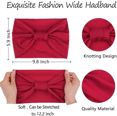 XTREND 4 Packs Wide Headband Fashion Headscarf Bohemian Style Elastic Knotted Non-slip Headbands Suitable For Black Women Wigs Outdoor Yoga Sports Simple Pure Color Hair Female Hair Ornament Headband - Image 3