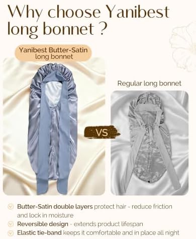 YANIBEST Double Layer Extra Long Bonnet, Adjustable Satin Sleep Bonnet - Image 5