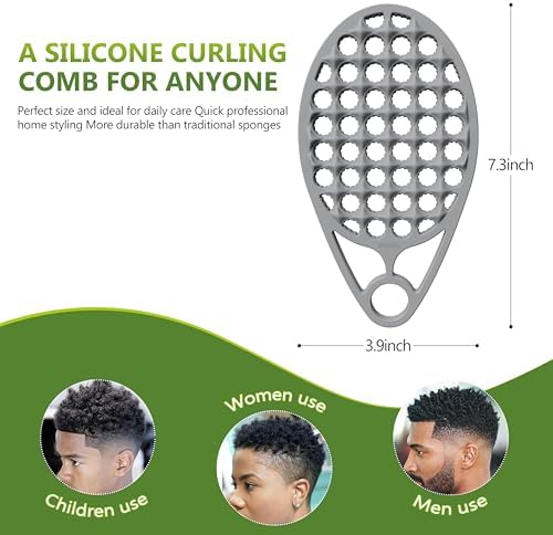 KOUPA Magic Silicone Curly Hair Brush, One Piece Twist Curl Comb for Afro Curls, Washable Hair Tool for Men Women, Grey, 2 Pieces - Image 3