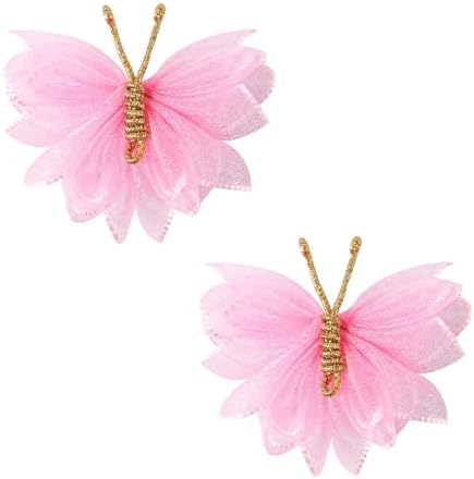 2" Tulle Mesh Barrettes, Butterfly Hair Clips for Girls, Toddlers & Kids – Colorful Hair Accessories – Ideal for Halloween, Christmas, Cosplay & Party Decor (Pink) by AmybasicHairAccesesary