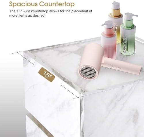 BarberPub Marble Pattern Salon Cabinet, Handleless Modular Storage 2037 - Image 6