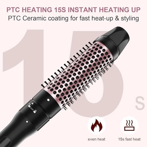 Thermal Brush, 1.5 inch Heated Round Curling Brush Hair Straightening Styler, Less Frizz Hair Hot Straightener with Detachable Head for Salon Style - Image 4