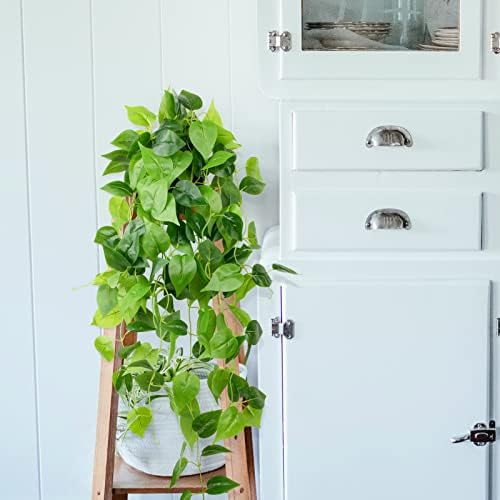 LOYWREE 35.4in Artificial Plants in Black Pot Realistic Fake Hanging Potted Greenery with Faux Ivy Vine & Pothos - Ideal for Shelf, Home, Office, Indoor & Outdoor Garden Decor - Image 6