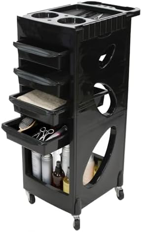 EBANKU Salon Beauty Rolling Trolley Cart Black Hair Salon Storage by EBANKU