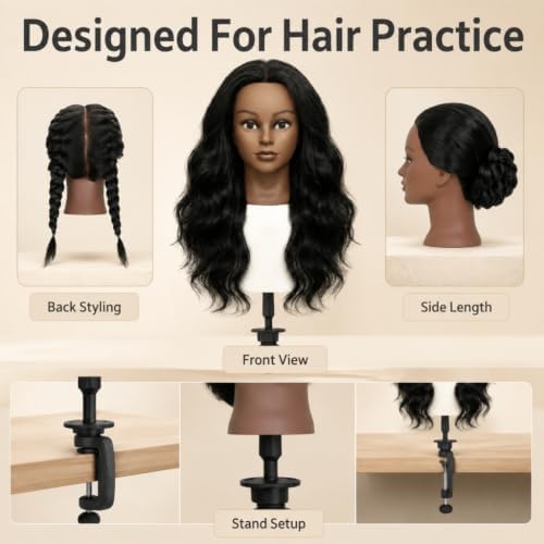 16 Inch 100% Real Human Hair Mannequin Head, Manikin Head with Hair - Image 4