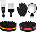 6PCS Afro Twist Hair Styling Kit for Men & Women, Curl Sponge Set with Metal Pick, Afro Comb, Glove & Grid Tool, Defining Tools for Natural Curly, Coily & Textured Hair by Unknown