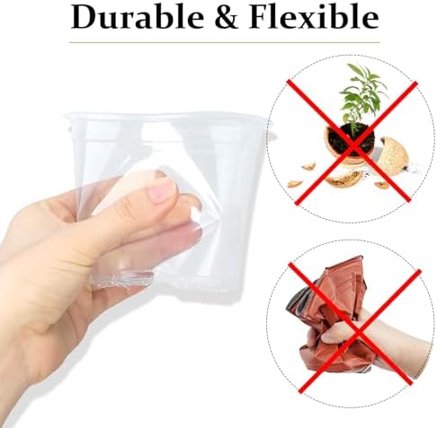 20 Pack 4 Inch Clear Nursery Pots with Drainage and Saucer, Clear Plastic Planter Pots for Plants, Flexible Seed Starting Pots for Succulents, Small Herbs, Annual Flowers (4 Inch) - Image 5