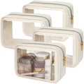 PACKISM TSA Approved Toiletry Bag - Clear Makeup Bag Travel, 4 Medium Beige by Packism