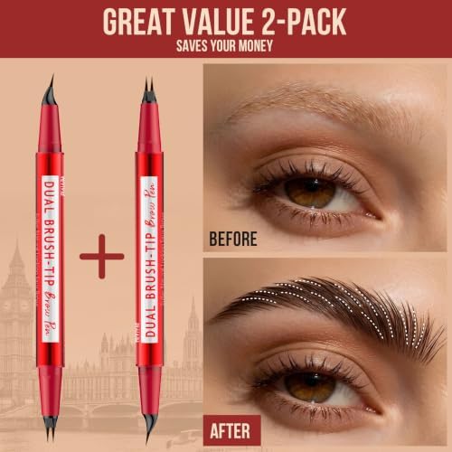 Vevivia 2-Pack Eyebrow Pen Set for Natural Hair-Like Brows, Light Brown - Image 2
