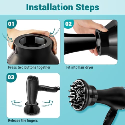 KAHEM Universal Hair Diffuser, Adjustable from 1.77 Inch to 2.76 Inch, Hair Dryer Diffuser Attachment for Frizz-free curly hair,Professional Blow Dryer Diffuser - Image 4