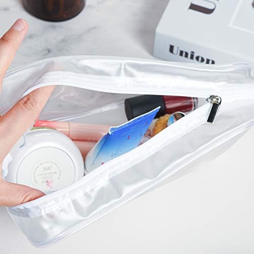 Wobe 5 Packs Clear Cosmetics Bag TSA Approved, PVC Zippered Toiletry Carry Pouch Portable Makeup Bag for Vacation Travel, Bathroom and Organizing Waterproof Makeup Vinyl Case (Large, White) - Image 6