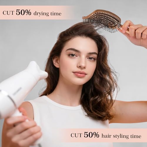 Hair Brush Detangler - Curved Vented Detangling Hair Brush for Women Men, Paddle Brush for Curly Straight Hair, Wet and Dry Styling, Faster Blow Drying - 2 Pcs - Image 3