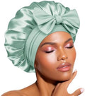 BONNET QUEEN Small Double Layer Silk Bonnet for Sleeping for Women Satin Bonnet Night Cap for Short Thin Hair with Tie Band,Sage Green by BonnetQueen