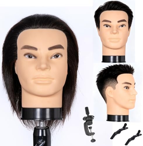 Male Mannequin Head 100% Human Hair Mannequin Head by Unknown