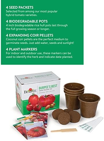 Burpee Best Starter Kit, SuperSauce, Fourth of July, Shimmer & Steakhouse, 4 Tomato Seed Packets, 4 Pots, 4 Coir Pellets & 4 Plant Markers - Image 2