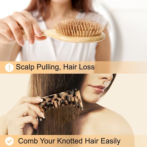 Hair Detangling Comb, 2 Pack Large Cellulose Acetate Wide Tooth Comb - Image 6