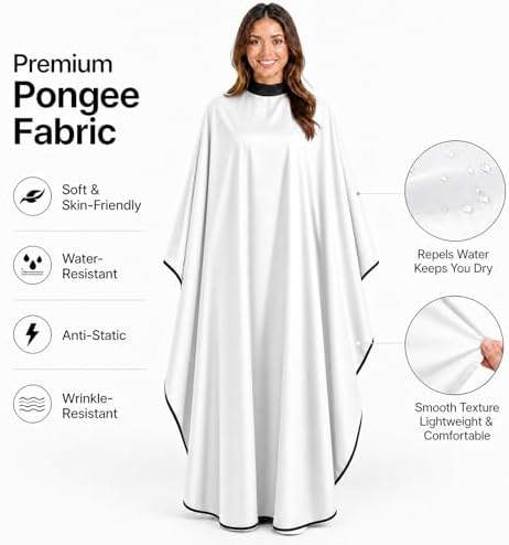 Professional Salon Barber Cape, Waterproof Polyester Hair Cutting Cape, Silicone Neckline, Snap Button Colla, Extra Large - Image 5