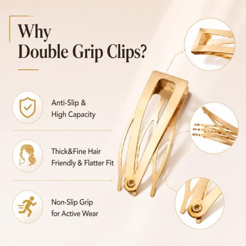 Chinco Kc Gold 24 Pcs Double Grip Hair Metal Snap Clips,2 Inch - Image 3