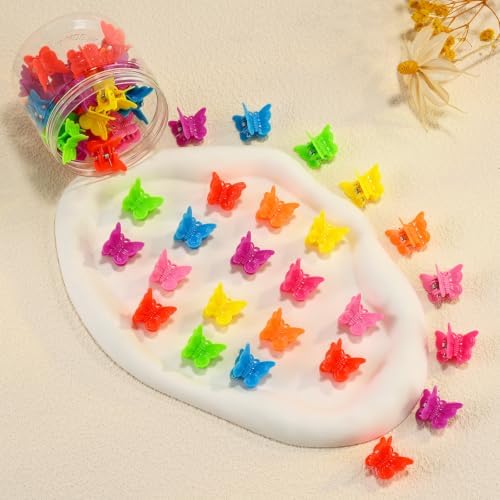 Mini Butterfly Hair Clips, Y2K 90s 50pcs Hair Accessories (Bright Color) - Image 6