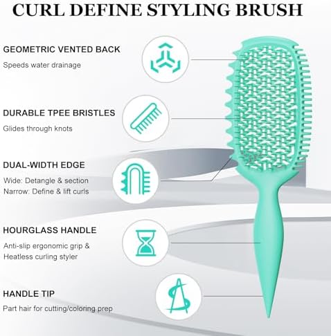 Curl Defining Brush with Wide & Narrow Teeth, Defines & Detangles Men/Women - Image 2
