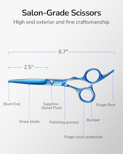 Hair Cutting Scissors, ULG Professional Hair Scissors 6.5 inch Right-Hand Razor Edge Barber Shears Salon Hair Cutting Shears Made of Japanese Stainless Steel, Hand Sharpened Navy - Image 6