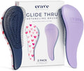 Crave Naturals Glide Thru Detangling Hair Brush for Adults and Kids - Detangler Hairbrush for Curly or Straight, Wet or Dry Hair - Gentle on Tangles Comb - Purple and Pink Hearts (Pack of 2) by CraveNaturalsDetanglingBrush
