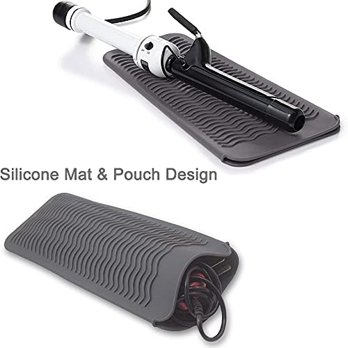Heat Resistant Mat for Hair Tools, Silicone Heat Mat & Holder for Curling Iron, Professional Portable Travel Flat Iron Mat Pad Pouch Case Cover for Countertop - Image 2