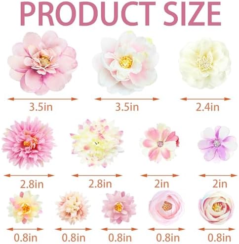 21 PCS Flowers Hair Accessories Women Boho Hair Barrettes Clips Girls Pink Purple Floral Rose Bride Headpiece Wedding Festival(PINK & PURPLE) - Image 2