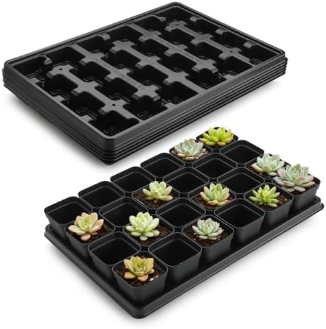 RooTrimmer 5 Pack 24 Cell Nursery Pots Trays with 2.8 inch (7CM) Square Nursery Pots 120pcs (Black), Plastic Seed Starter Tray with Drain Holes for Carrying and Holding Plant Pot(17"x11"x1.6") by RooTrimmer