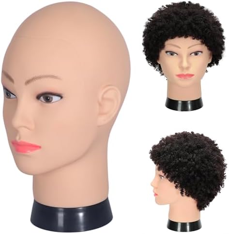 Bald Female Mannequin Head Makeup Training Head Wig Head Professional Cosmetology for Wig Making and Display Hat Helmet Glasses Display Head Model with Free Clamp Stand - Image 3