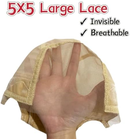 5x5 Large Lace Wig Grip Cap for Glueless Wig, Adjustable Wig Cap for Lace Front, One Size Fits All No-Slip Wig Cap with Grip Band for Women (Beige) - Image 2