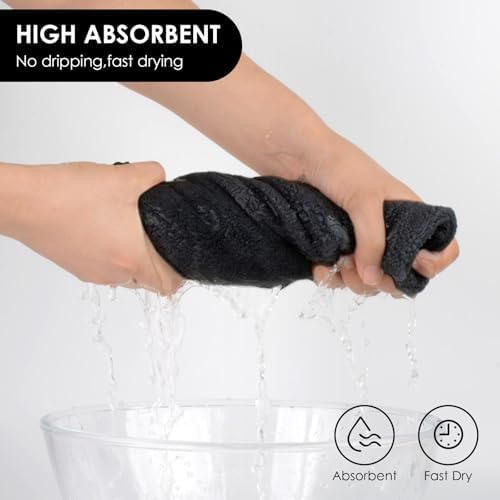 SINLAND Large Hair Drying Cap Hair Towel for Women 3 Pack Black - Image 4