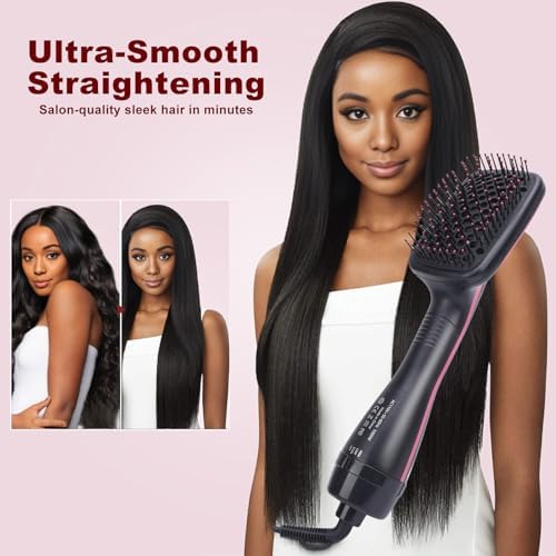 Sonew 2 In 1 Hair Dryer Brush & Straightener Blow Dryer Brush with Negative Ions Detangles & Smooths Hair Reduces Frizz & Static Styler - Image 4