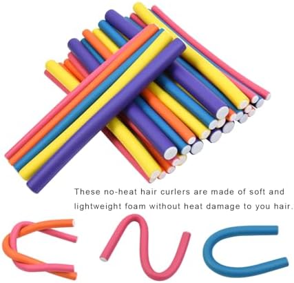 30 Pieces 9.45 Inch Flexible Hair Curling Rods Soft Foam Hair Curlers Rollers No Heat Bendable Curling Rods for Short Medium Long Hair (5 Colors) - Image 4